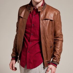 Band of Outsider - Leather Harrington Jacket